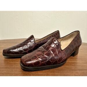 Vintage Alamlfi Rangoni Vintage Leather Crocodile Pumps Alligator Heels Size 8